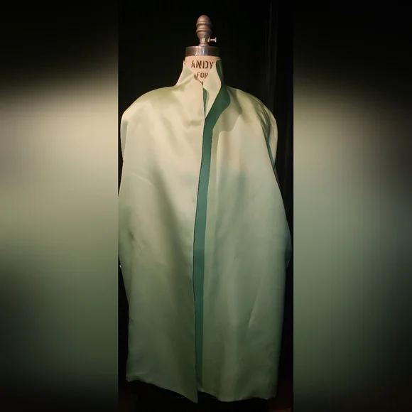 Oscar de la Renta double sided 100% Charmeuse silk Mint kimono oversized Jacket - Picture 12 of 16